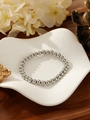 Minimalist silver-tone titanium steel beaded bracelet with a high-polished mirror finish - 5mm Round Bead Style (ZHB1210) / Steel
