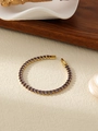 Detail of 18k gold plated tennis bracelet with purple oval-cut cubic zirconia stones - Purple Rhinestone (ZHB712)
