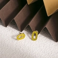 Chics boucles d'oreilles ovales dorées avec incrustations de zircons jaune citron - Zirconia Jaune (ZHE1981)