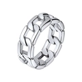 Bague chaîne cubaine argentée minimaliste en acier inoxydable poli pour style hip hop - US 7 / Argent