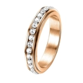 Anello eternity in acciaio al titanio oro rosa con zirconi rotanti e finitura spazzolata - Oro rosa