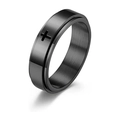 Anillo giratorio de titanio cepillado negro con cruz para aliviar el estrés y ansiedad - US 5 / Estilo Cepillado Negro