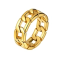 Bague chaîne à maillons cubains dorés polis en acier inoxydable style minimaliste - US 7 / Or
