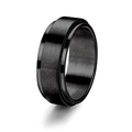 Anillo giratorio negro mate para parejas en acero inoxidable con acabado cepillado - US 7 / Negro