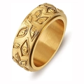 Rotatable Evil Eye spinner ring made of gold plated titanium steel for vintage stress relief - Size 5 / Spinner Ring / Gold