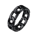 Bague chaîne cubaine en acier inoxydable noir mat au style minimaliste et hip hop - US 7 / Noir