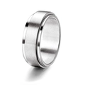 Anillo giratorio plateado de acero de titanio mate cepillado con bordes pulidos - US 7 / Plateado