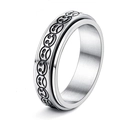 Bague rotative en acier inoxydable argenté avec émojis sourire et triste gravés - US 5 / Argent-Sourire Triste