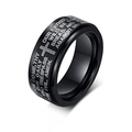 Anillo de oración giratorio para hombre en acero inoxidable negro con cruz y grabado - US 7 / Negro
