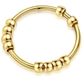 Vergoldeter Edelstahl-Anti-Stress-Ring mit zehn beweglichen Perlen für Damen und Herren - US 5 / Gold