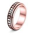 Anello in acciaio al titanio oro rosa con incisione fasi lunari e fascia nera - US 5 / Oro rosa