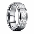Bague pour homme en acier titane avec nœud celtique et motif gravé au laser gris argent - US 7 / Argent Gravé au Laser