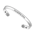 Inspirational stainless steel cuff bracelet with keep fucking going engraving - Silver-keep fucking going