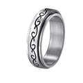 Detalle de anillo giratorio de plata mate con patrón de ondas negras grabado a láser - Plateado-Patrón de Enredadera 2