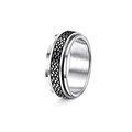 Bague rotative pour hommes avec chaîne argentée et texture tissée noire en titane - US 7 / Argent Noir-Points (8mm)