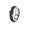 Bague rotative polie argentée avec une chaîne cubaine noire pour déstress - US 7 / Argent Noir-Chaîne (8mm)