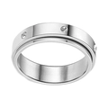 Anillo spinner de plata pulida para parejas con piedras de circonita cúbica incrustadas - US 5 / Plateado-Incrustación de Zirconia Blanca