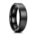 Anillo de hombre en acero inoxidable negro cepillado con bordes biselados pulidos - 6mm / US 7 / Negro