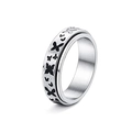 Anillo giratorio de acero inoxidable cepillado con motivos de mariposas negras - US 5 / Plata-Patrón de Mariposa