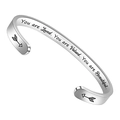 Silver stainless steel open bangle with You are Loved inspirational engraving - Silver-you are loved.you are valued.you are beautiful.