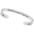Silver stainless steel open cuff bracelet with motivational engraving and arrow icons - Silver-be bold.be courageous.be your best.