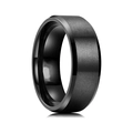 Zwarte titanium stalen ring met geborsteld oppervlak en gepolijste afgeschuinde randen - 8mm / US 7 / Zwart