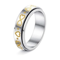Anello spinner in acciaio inossidabile argento con cuore dorato e infinito - US 5 / Argento & Giallo