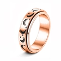 Anillo giratorio de oro rosa con motivos celestiales de luna y estrellas - US 5 / 6mm de Ancho / Oro Rosa Estrella Luna Tipo 1