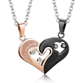 Interlocking heart puzzle necklace in rose gold and black finish with zircon stones - Black + Rose Gold