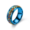 Blue spinning ring for women with colorful crystals and gold-plated edges - Blue