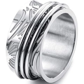 Anillo spinner ancho retro con grabado floral para aliviar el estrés y la ansiedad - US 5 / Plateado-Floral 1