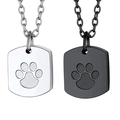 Stainless steel pet urn necklaces in silver and black with paw print charms - Silver And Black (Style 1)