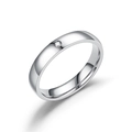Anillo minimalista de acero de titanio plateado con un pequeño diamante redondo incrustado - US 5 / Plateado-Anillo con una Zirconia
