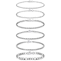 Set of six minimalist stainless steel link chains featuring diverse woven styles for women - Assorted Style Set