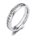 Anillo de eternidad minimalista de acero inoxidable plateado con circonitas engastadas - US 5 / Plateado-Anillo de Zirconia Completa