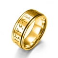 Anillo vikingo para hombre en acabado dorado con runas nórdicas grabadas y banda giratoria - US 8 / Dorado