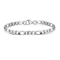 Pulsera clásica de cadena Figaro en acero inoxidable pulido plateado con cierre de langosta - 5mm Estilo Seis (Cadena Figaro) / 19cm