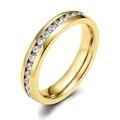 Minimalist gold-plated stainless steel ring featuring channel-set sparkling zircon stones - Gold-Full Zirconia Ring
