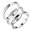 Three-piece stackable 2mm silver stainless steel rings with polished, frosted, and wavy finishes - US 4 / Silver Stacking Set