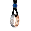 Two-tone silver and rose gold heart couple ring necklace with I Love You engraving - Rose Gold-Female Style 1