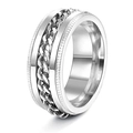 Stress-relief spinning ring with silver Cuban chain inlay and anti-slip edges - US 7 / Silver Style 4 (Silver Cuban Chain)