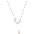 Detalle del collar lariat de oro rosa con cierre de luna hueca y colgante de estrella - Collar de Luna y Estrella Plateado