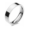 Bague plate minimaliste 2mm en acier inoxydable argenté poli miroir brillant - Style Large / Chiffre 5 / Argent