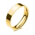 Bague large en acier inoxydable doré poli avec une finition miroir plate de style minimaliste - Style Large / Chiffre 5 / Or