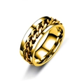 Polished golden stainless steel spinner ring with an embedded Cuban chain design - Full Gold Style