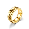 Gold rotatable Roman numeral chain ring in titanium steel with polished finish - US 7 / Gold Roman Chain Spinner Ring