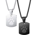 Dual stainless steel pet memorial dog tag necklaces in silver and matte black finish - Silver And Black (Style 2)