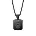 Minimalistische schwarze Edelstahl Hundemarke Kette mit Pfotenabdruck Muster - Schwarze Boxkette