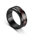 Herren Spinner-Ring aus schwarzem Titanstahl mit rotem keltischen Drachenmuster Einlage - US 7 / Schwarzer Spinner Ring mit Rotem Dracheninlay