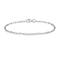 Pulsera de cadena minimalista de 21cm en acero inoxidable plateado con cierre de langosta - 3mm Estilo Dos (Eslabón de Cable) / 19cm